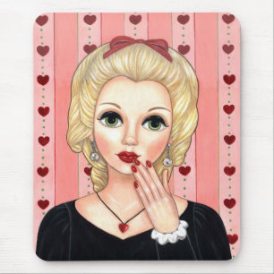 Heart Necklace Girl Blonde Head Vase Luscious Lips Mouse Pad