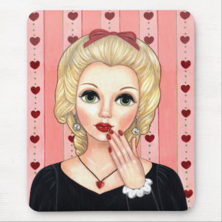 Heart Necklace Girl Blonde Head Vase Luscious Lips Mouse Pad