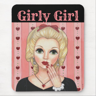 Heart Necklace Head Vase Girly Girl Blond Pink  Mouse Pad