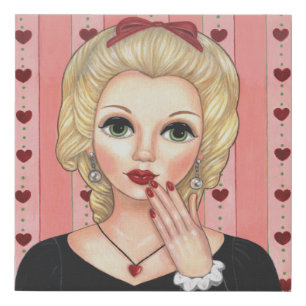 Heart Necklace Head Vase Girly Girl Blonde Pink Faux Canvas Print