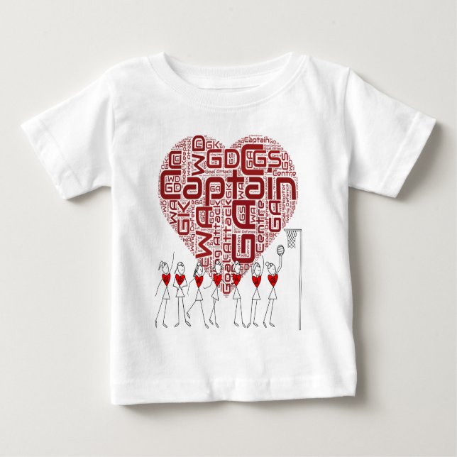 Heart Netball Baby Baby T-Shirt (Front)