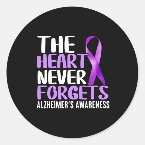 Heart Never Forgets Alzheimerheimers Awareness  Classic Round Sticker