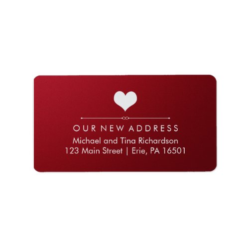 Heart New Address on Elegant Red and Silver Label