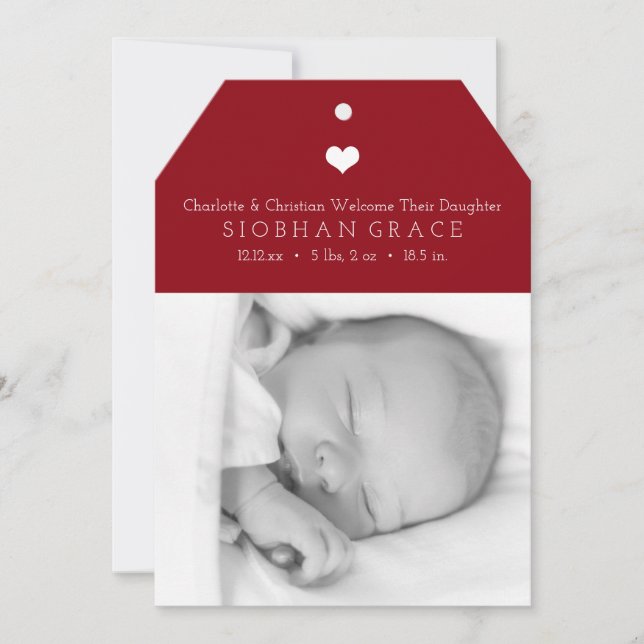 Heart New Baby Red Personalized Photo Template (Front)