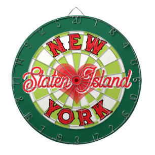 Heart NEW YORK Red Custom Text & Green Background Dart Board