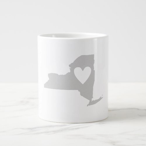 Heart New York State Map Silhouette Large Coffee Mug