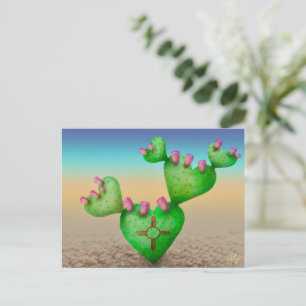 Heart Nopales Cactus Zia Desert Postcard