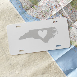 Heart North Carolina state silhouette License Plate