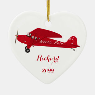 Heart North Pole Airplane Christmas Ornament