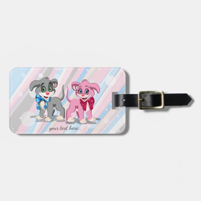 Heart Nose Puppies Cartoon Luggage Tag (Front Horizontal)