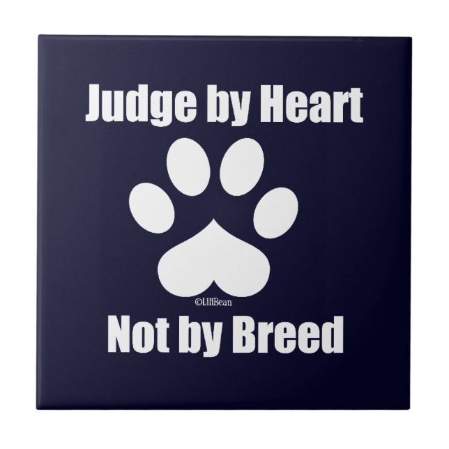 Heart Not Breed - Navy Ceramic Tile (Front)