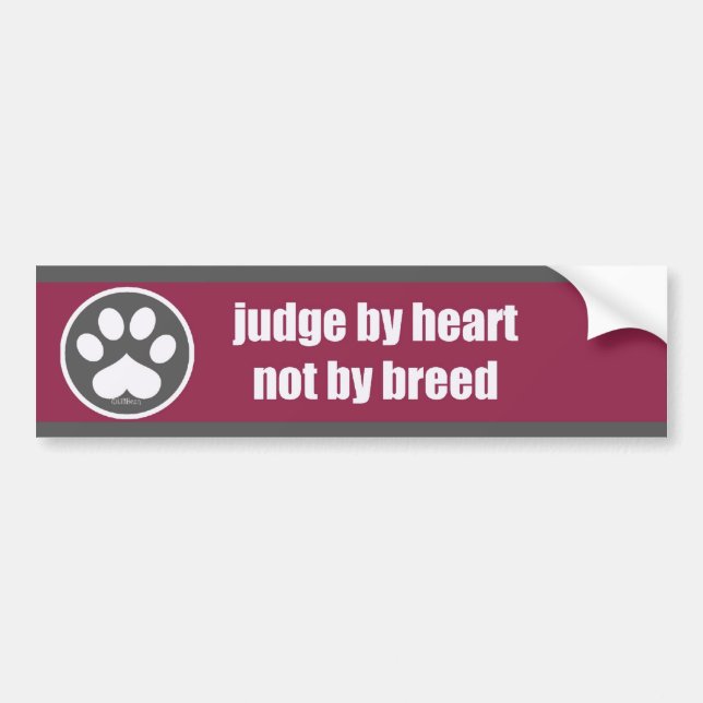 Heart Not Breed - Rsp/Gry Bumper Sticker (Front)