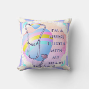 Heart nurse throw pillow