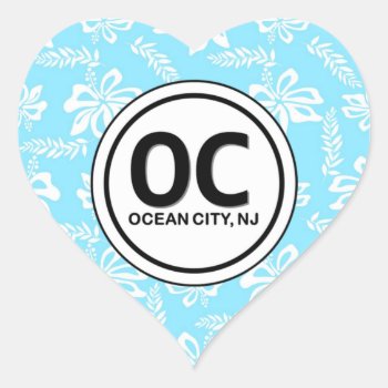 Heart Oc Ocean City Nj Blue Flower Stickers by TheBeachBum at Zazzle