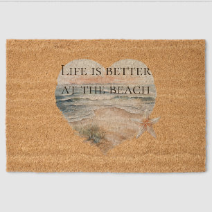Heart Ocean Beach Fiber Doormat