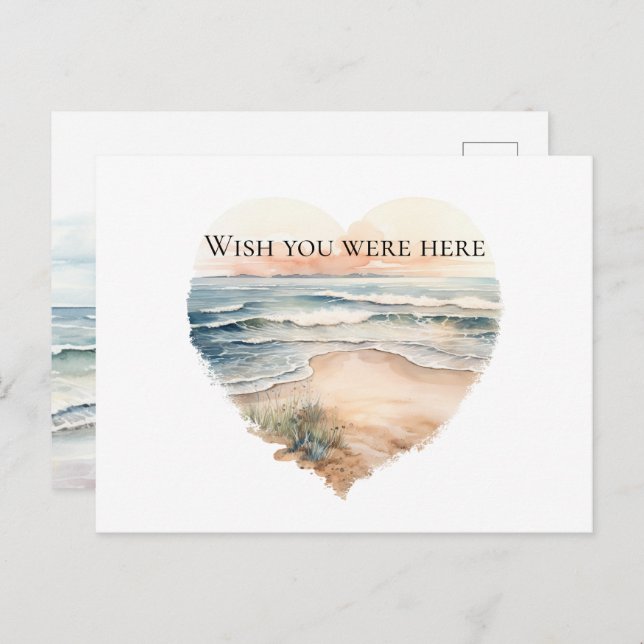 Heart Ocean Beach  Postcard (Front/Back)