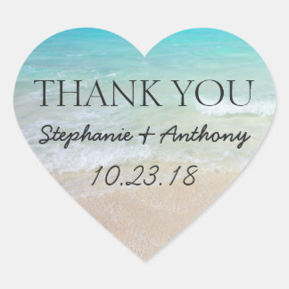 Heart Ocean Beach Wedding Thank You Seal