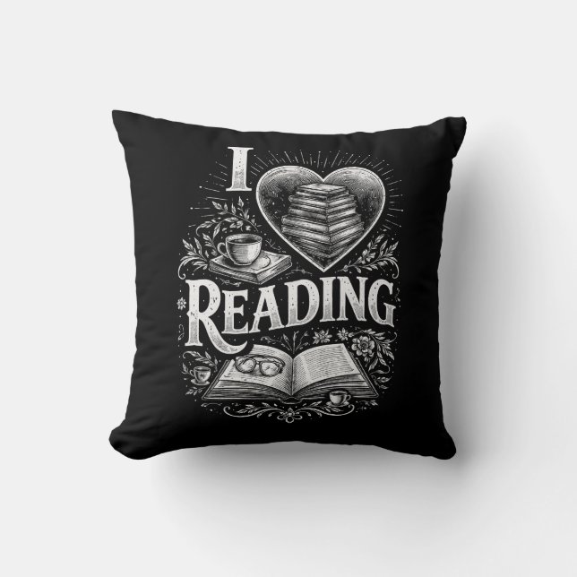 Heart of a Book Lover Throw Pillow (Front)