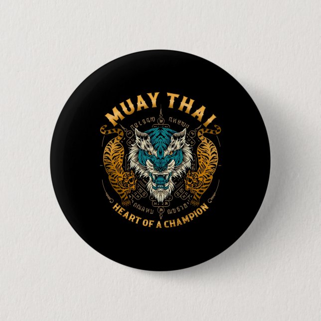 Heart Of A Champion - Kickboxing And Muay Thai Ang Button (Front)