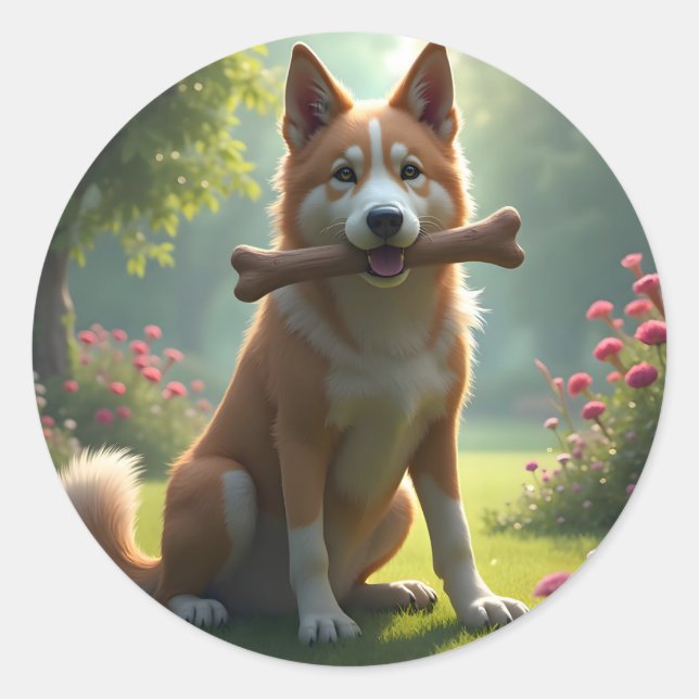 Heart Of A Hound – Loyal Dog Portrait Classic Round Sticker (Front)