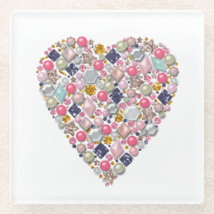 Heart of beads glass coaster