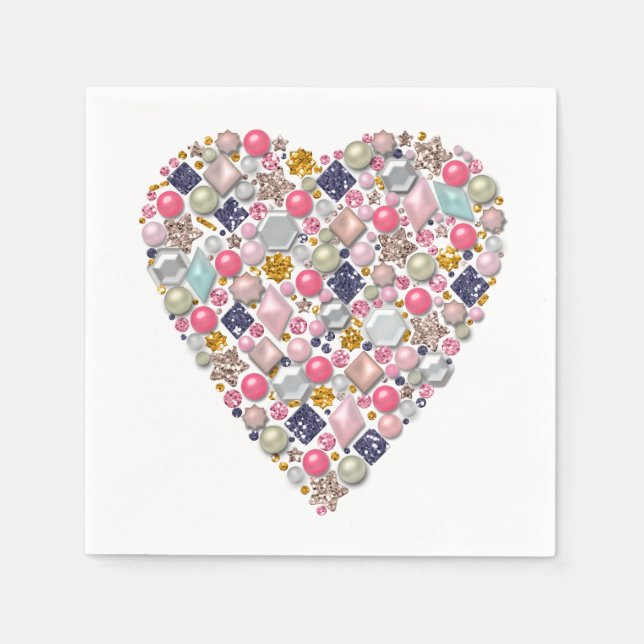 Heart of beads, heart napkins (Front)