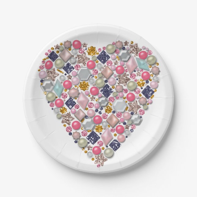 Heart of beads, heart paper plates (Front)