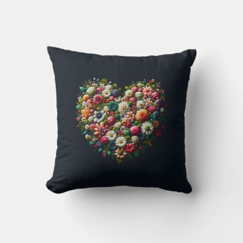 Heart of Bloom Throw Pillow