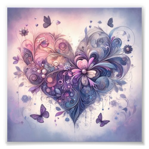 Heart of Blooms and Butterflies Photo Print