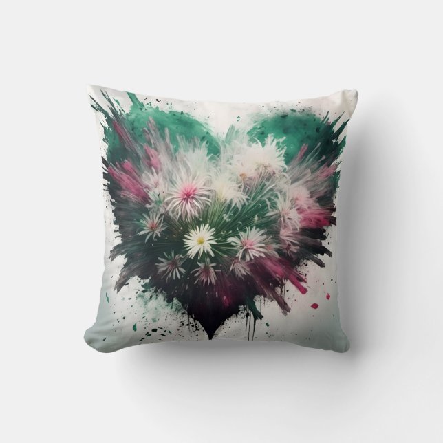 Heart of Blossoms Throw Pillow (Front)