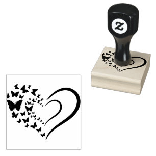 Heart of Butterflies Wood Art Stamp