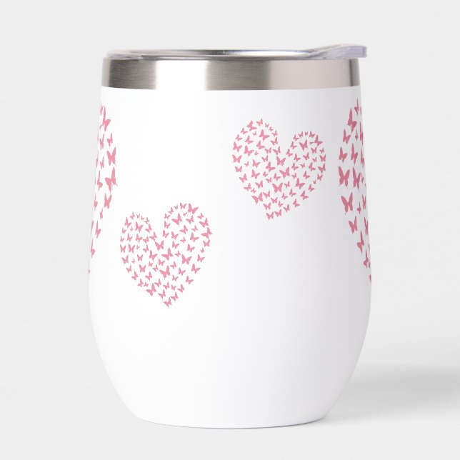 Heart of Capricious Butterflies Thermal Wine Tumbler (Left)