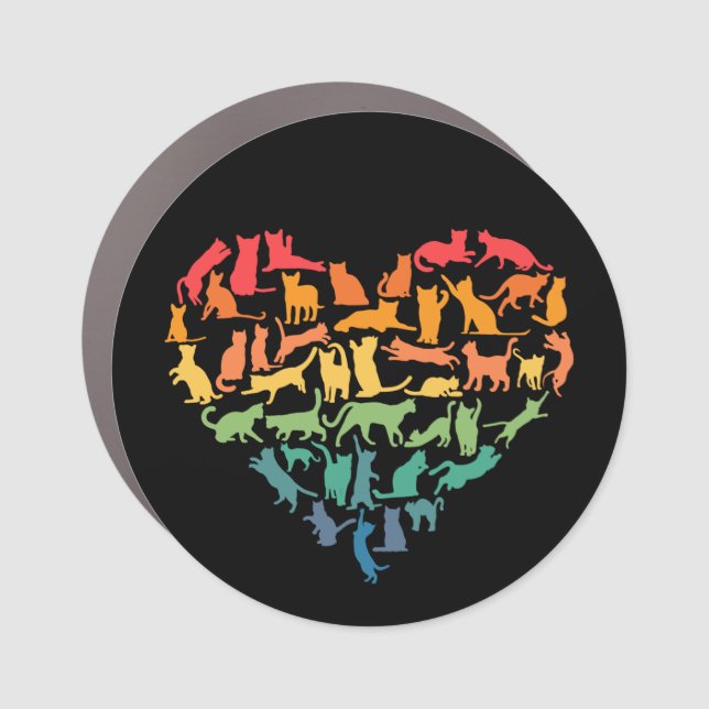 Heart of Cats Cat Lover Colorful Pets Car Magnet (Front)