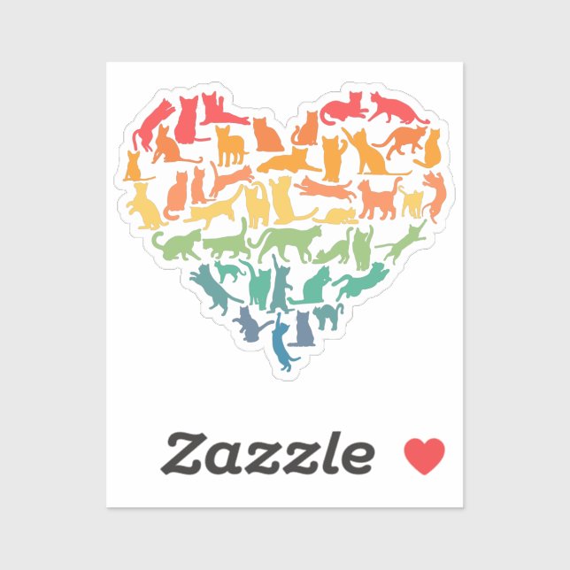 Heart of Cats Cat Lover Colorful Pets Sticker (Sheet)