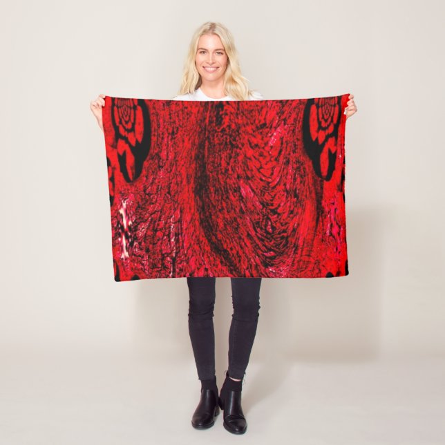 Heart of Chaos – Infinite Red Spiral Fleece Blanket (In Situ)