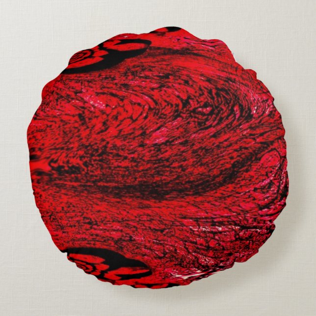 Heart of Chaos – Infinite Red Spiral Round Pillow (Back)