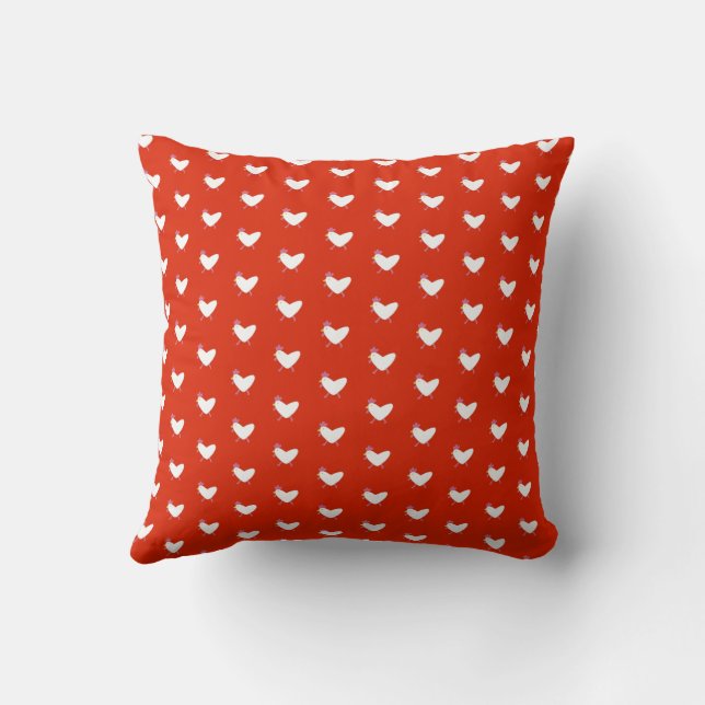 Heart of Checkens Throw Pillow (Back)