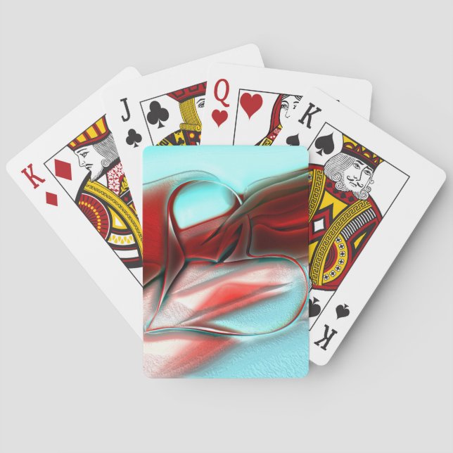 Heart of crystal lines over sandy mountain texture poker cards (Back)