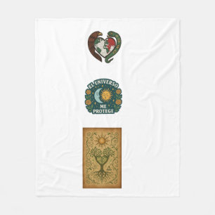 Heart of Earth, Tree of Life & Universo Me Protege Fleece Blanket
