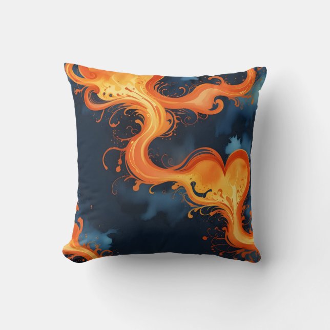 Heart of Flames Fire & Skies  Throw Pillow (Front)