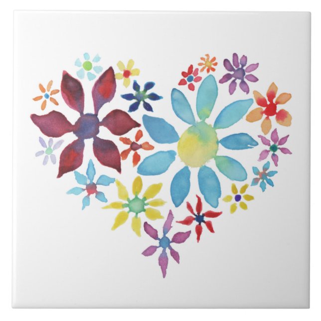 Heart of Flowers Ceramic Tile (Front)