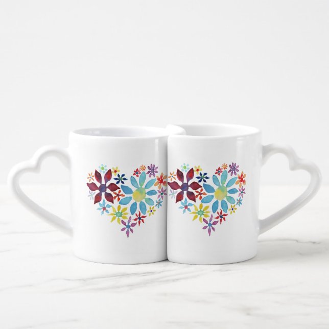 Heart of Flowers Coffee Mug Set (Front Nesting)