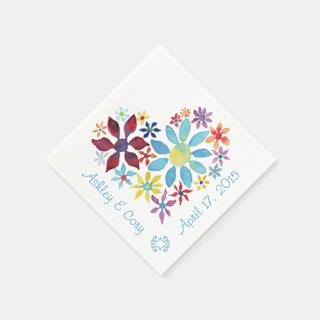 Heart of Flowers Paper Napkins (Corner)
