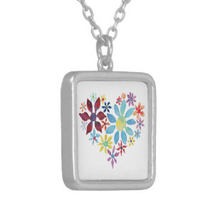 Heart of Flowers Silver Plated Necklace