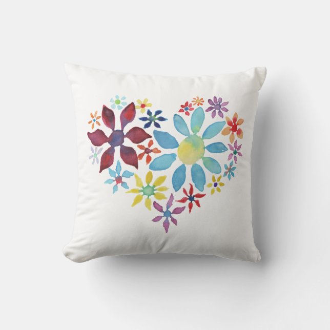 Heart of Flowers Throw Pillow (Front)