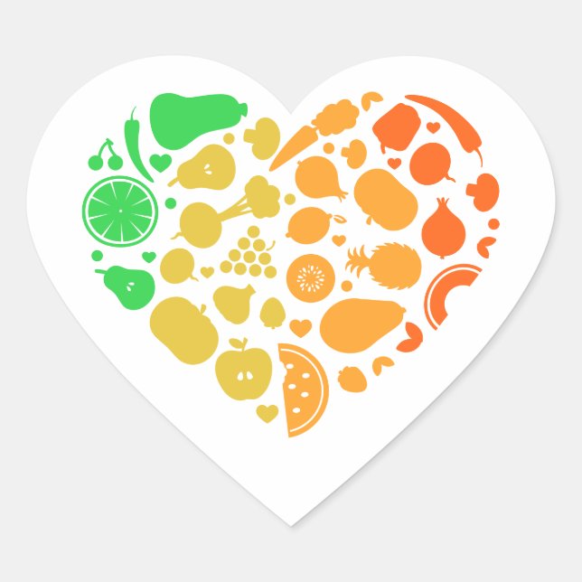 Heart of fruits and vegetables - Great Vegan Gift Sticker (Front)