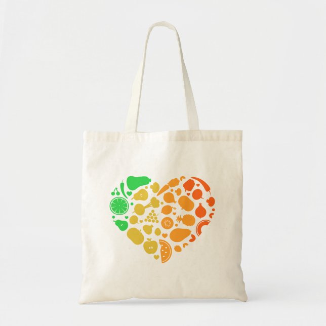 Heart of fruits and vegetables - Great Vegan Gift Tote Bag (Front)