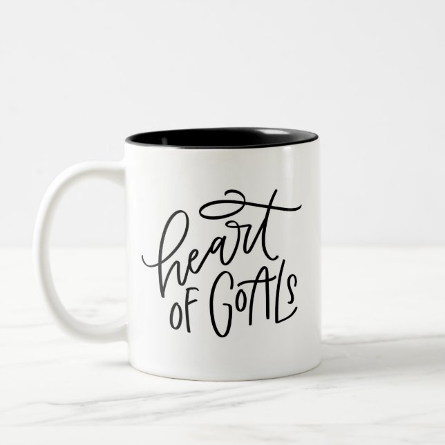 Heart of Goals Handlettered Two-Tone Coffee Mug (Left)