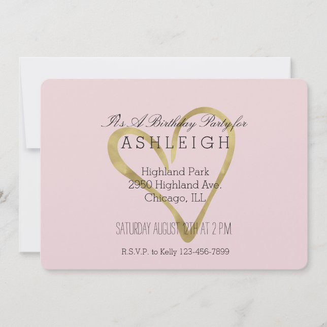 Heart of Gold birthday Invitation (Front)