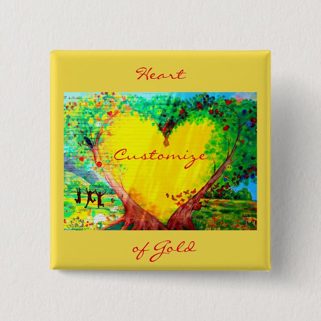 heart of gold customized pinback button (Front)